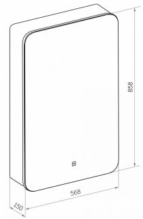 Зеркало-шкаф с подсветкой Art&Max Lecce правый 56см чёрный матовый AM-Lec-560-850-1D-R-DS-F-Nero